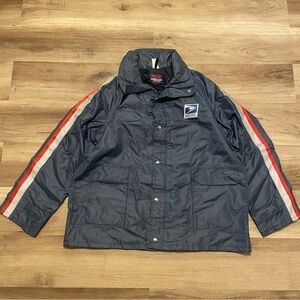Vintage USPS parka rain jacket full zip packable hood 3m reflective size Medium